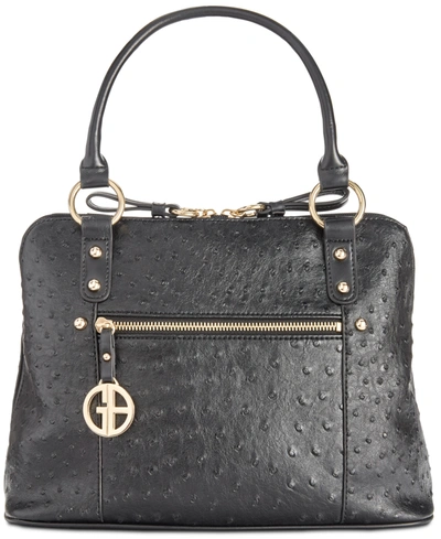 Giani Bernini Ostrich-embossed Dome Satchel, Created For Macy's In Black