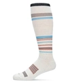 Memoi Men's Multi Striped Cotton Compression Socks In Oatmeal Heather