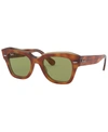 Ray Ban Sunglasses Unisex State Street - Tortoise Frame Green Lenses 49-20 In Top Tortoise/transparent Beige/bottle Gr