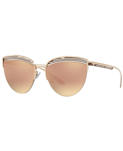 Bvlgari Cut-out Cat Eye Sunglasses In Grey Mirror Rose Gold