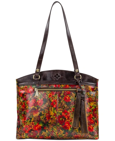 Patricia Nash Poppy Leather Tote In Golden Rustic Forest