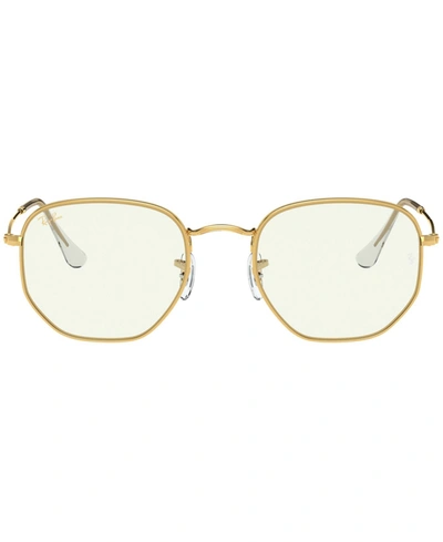 Ray Ban Ray-ban Unisex Photochromic Evolve Square Blue Light Glasses, 50mm In Gold