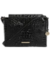 Brahmin Hillary Croc Embossed Leather Crossbody Bag In Black Melbourne