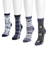 MUK LUKS WOMEN'S 4 PAIR PACK HOLIDAY SOCK SET