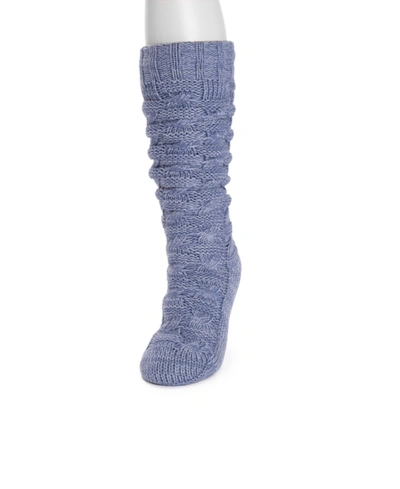 Muk Luks Women's Cable Lounge Socks In Denim