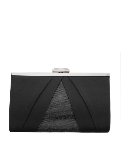 Nina Women's Pleated Stain Crystal Frame Clutch In Black