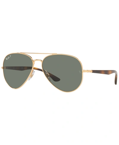Ray Ban Unisex Polarized Sunglasses, Rb3675 58 In Gold-tone