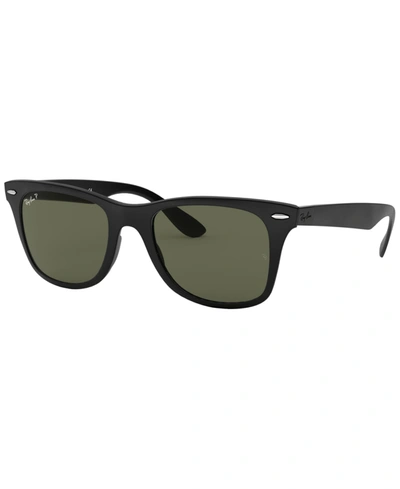 Ray Ban Unisex Polarized Low Bridge Fit Sunglasses, Rb4195f Wayfarer Liteforce 52 In Black Shiny,green
