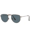 Ray Ban Elon Blue Irregular Unisex Sunglasses Rb3958 9230r5 47 In Antique Copper