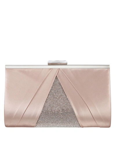 Nina Women's Pleated Stain Crystal Frame Clutch In Pearl Rose