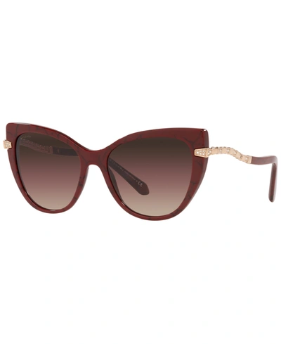 Bvlgari Bv8236b Cat-eye Acetate And Gold-tone Metal Sunglasses In Marble Cherry