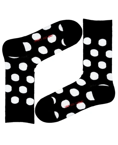 Love Sock Company Big Polka Organic Cotton Polka Dots Crew Socks In Black