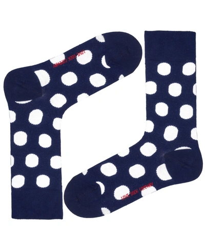 Love Sock Company Big Polka Organic Cotton Polka Dots Crew Socks In Navy