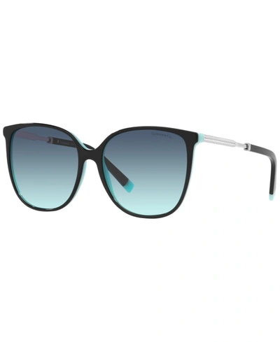 Tiffany & Co Women's Sunglasses, Tf4184 57 In Black On Tiffany Blue