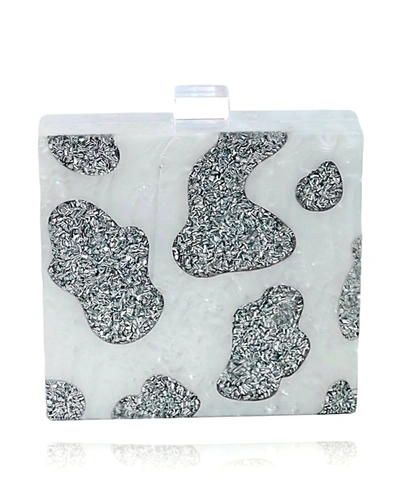 Milanblocks Women's Glitter Box Clutch Bag In White