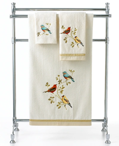 Avanti Gilded Birds Embroidered Cotton Washcloth, 13" X 13" In No Color