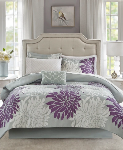 Madison Park Essentials Maible Reversible 9-pc. Queen Comforter And Sheet Set Bedding In Purple