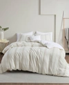 CLEAN SPACES CLOSEOUT! CLEAN SPACES HOLLIS FULL/QUEEN 4 PIECE YARN DYED OVERSIZED COMFORTER COVER SET W AND REMOV