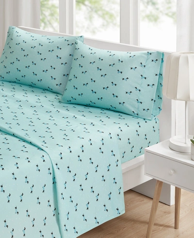 Intelligent Design Novelty 4-pc Full Printed Sheet Set Bedding In Aqua Dogs