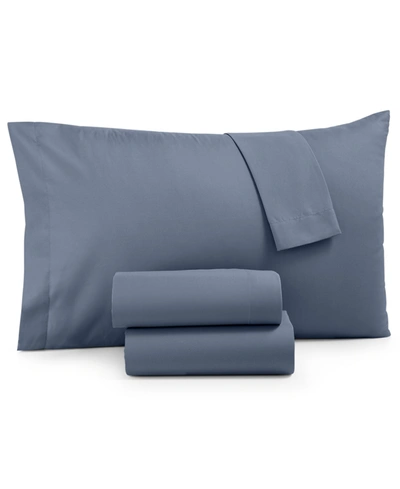 Jessica Sanders Washed Microfiber Solid 4 Pc. Sheet Set, California King Bedding In Azure Blue