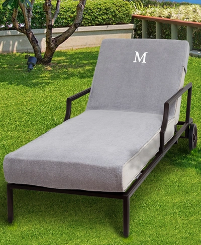 Linum Home Personalized 100% Turkish Cotton Chaise Lounge Cover In Gray