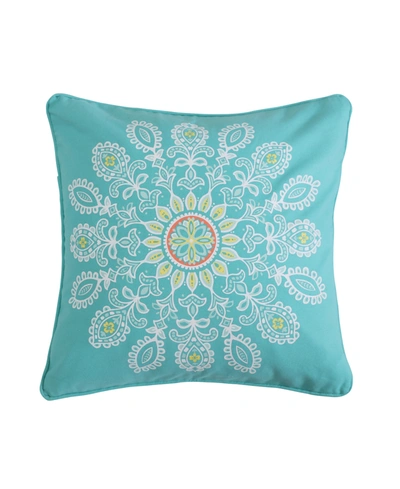Levtex Laurel Coral Geometric Decorative Pillow, 18" X 18" In Teal