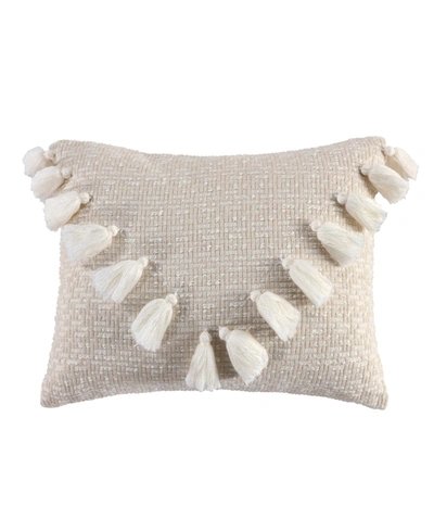 Levtex Delissa Velvet Fringe Embroidered Decorative Pillow, 18" X 18" In Fuchsia