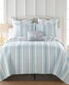 Levtex Cape Coral Stripe Reversible Twin Quilt Set In Teal