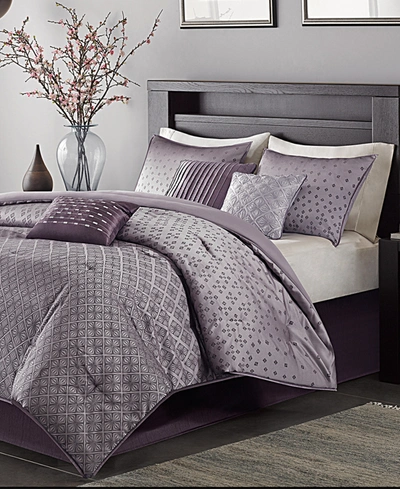 Madison Park Biloxi 7-pc. Geometric Jacquard Queen Comforter Set Bedding In Purple