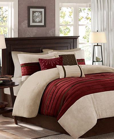 Madison Park Palmer Microsuede 7-pc. Queen Comforter Set Bedding In Red