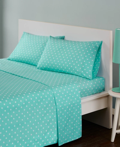 Jla Home Polka Dot 4-pc Queen Cotton Sheet Set Bedding In Seafoam