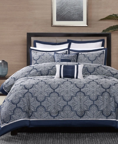 Madison Park Medina 8-pc. California King Comforter Set Bedding In Navy