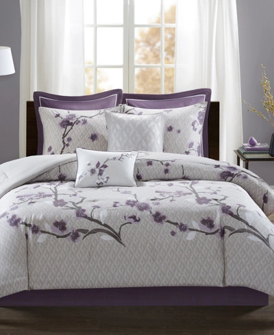 Madison Park Holly 8-pc. Queen Comforter Set Bedding In Purple