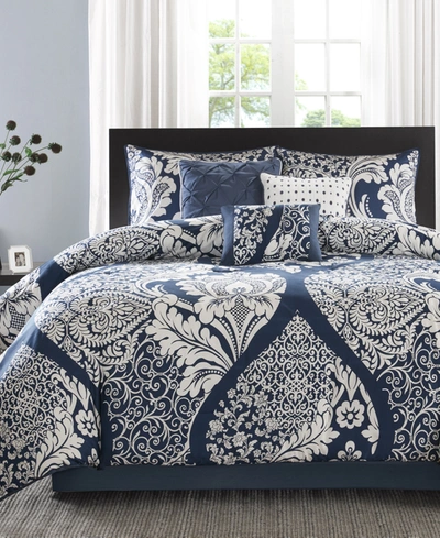 Madison Park Vienna Cotton 7-pc. California King Comforter Set Bedding In Indigo