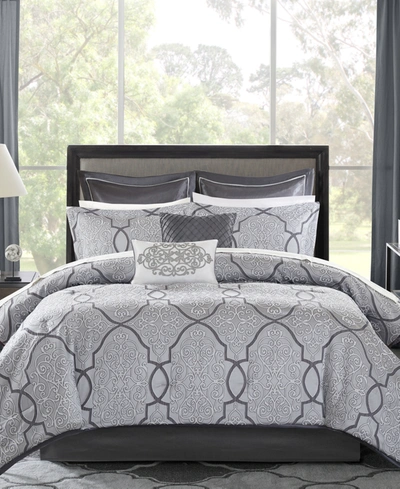 Madison Park Lavine 12-pc. Queen Comforter Set Bedding In Silver