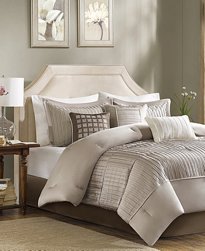 Madison Park Trinity Charmeuse 7-pc. Comforter Set, Queen In Taupe