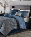 Madison Park Biloxi 7-pc. Geometric Jacquard Queen Comforter Set Bedding In Navy