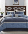 Madison Park Collins 7-pc. Faux-suede King Comforter Set Bedding In Navy