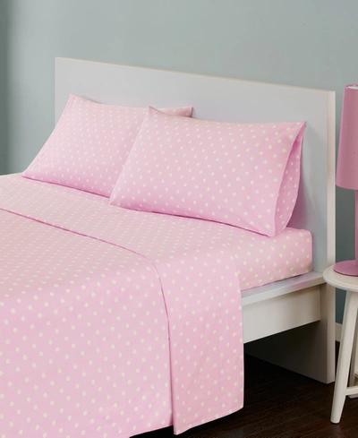 Jla Home Polka Dot 4-pc Queen Cotton Sheet Set Bedding In Pink