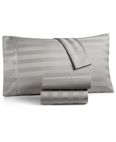 Charter Club Damask 1.5" Stripe Extra Deep Pocket 550 Thread Count 100% Cotton 4-pc. Sheet Set, Queen, Created Fo In Smoke