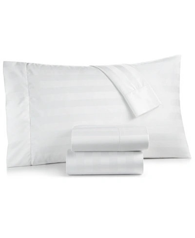 Charter Club Damask 1.5" Stripe 550 Thread Count 100% Cotton 4-pc. Sheet Set, King, Created For Macy's In White