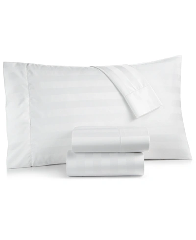 Charter Club 1.5" Stripe 550 Thread Count 100% Cotton 3-pc. Sheet Set, Twin Xl, Exclusively At Macy's In White