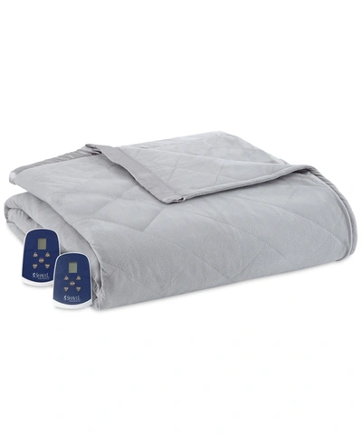 Shavel Micro Flannel 7 Layers Of Warmth Twin Electric Blanket Bedding In Greystone