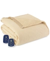 Shavel Reversible Micro Flannel To Sherpa Twin Electric Blanket Bedding In Chino