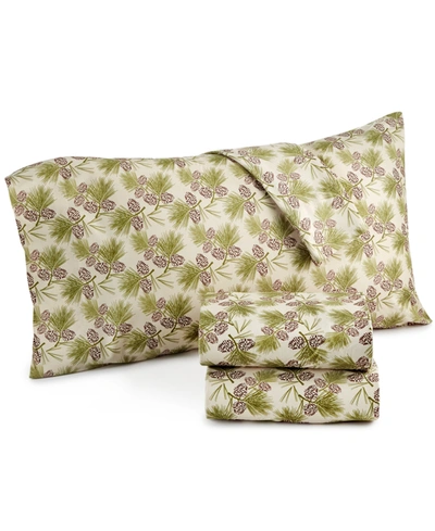 Shavel Micro Flannel Printed Queen 4-pc Sheet Set In Pinecone Natural