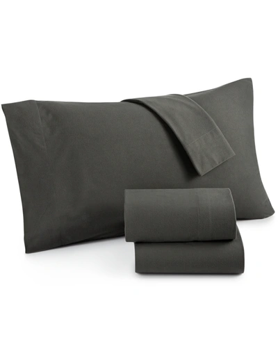 Shavel Micro Flannel Solid Queen 4-pc Sheet Set In Charcoal