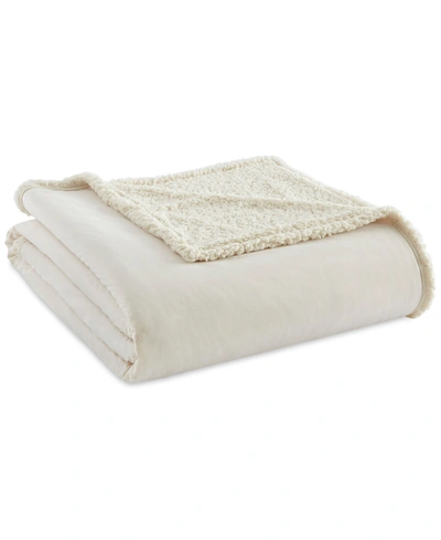 Shavel Micro Flannel To Sherpa Twin Blanket Bedding In Ivory