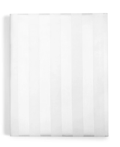 Charter Club Damask 1.5" Stripe 550 Thread Count 100% Cotton 18" Fitted Sheet, King, Created For Macy's In White