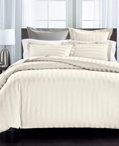 Charter Club Damask 1.5" Stripe 550 Thread Count 100% Cotton 3-pc. Duvet Cover Set, King, Created For Macy's In Neo Natural