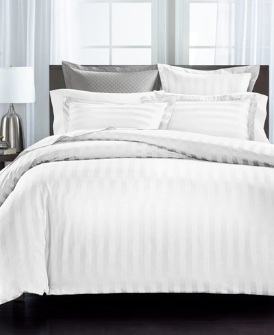 Charter Club Damask 1.5" Stripe 550 Thread Count 100% Cotton 2-pc. Duvet Cover Set, Twin, Created For Macy's In White
